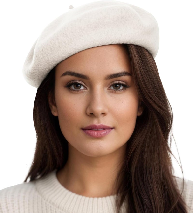 Sumolux Women Beret Hat Wool Vintage French Solid Color Classic Winter Cap - Image 1